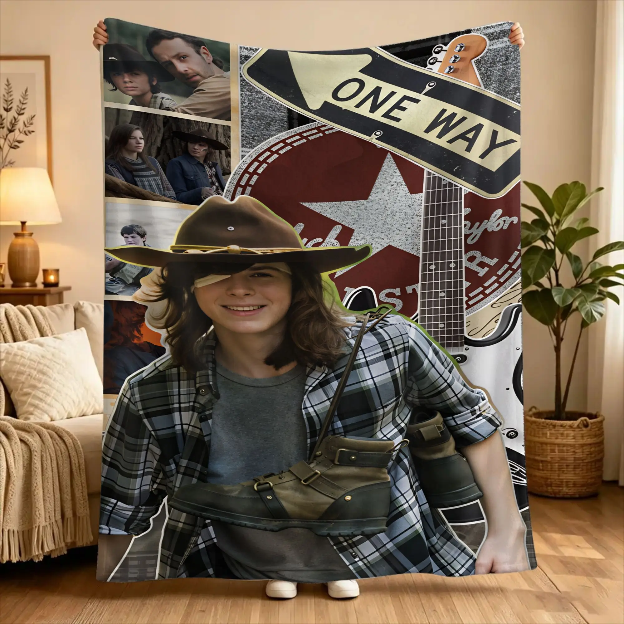 The Walking Dead Carl Grimes Blanket Plush Throw Blanket For Couch Chair Sofa Bed Travel Office Flannel Bedspread Bed Cover