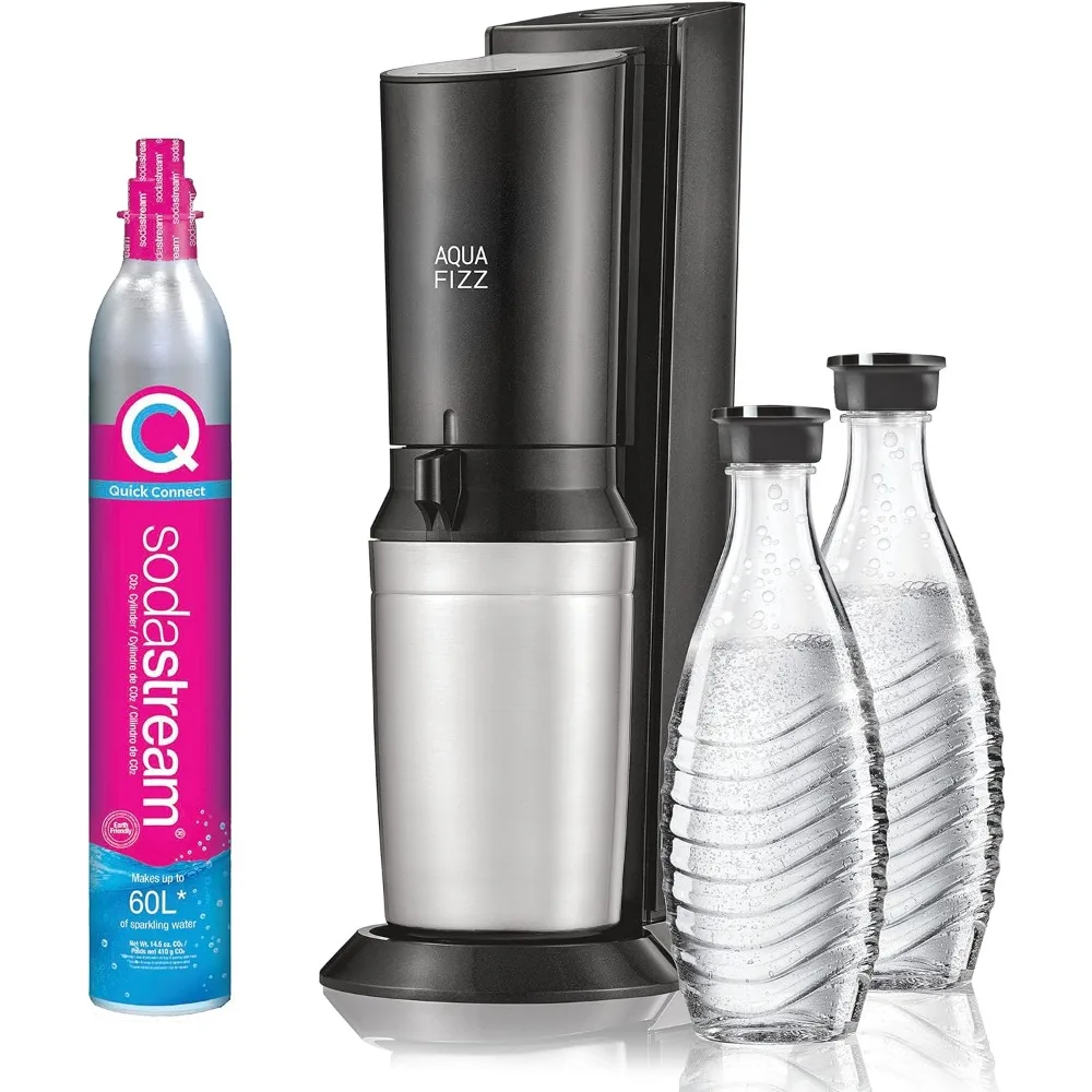 Aqua Fizz Sparkling Water Machine (Black) with Co2 & Glass Carafes