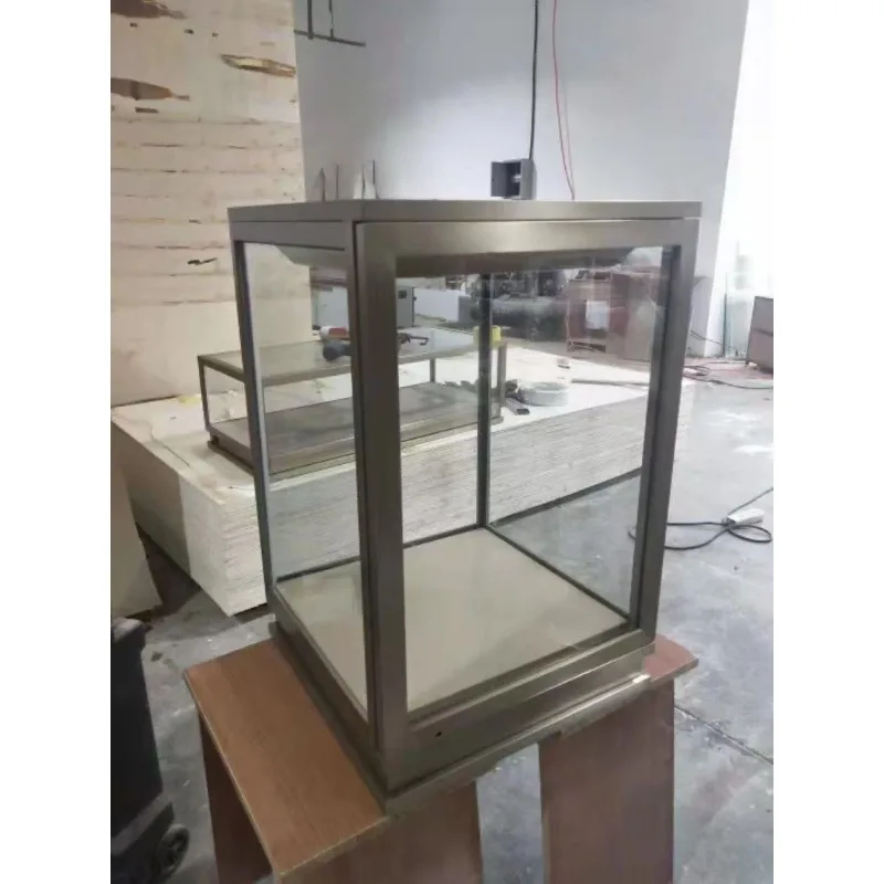 

Seven glass display cabinets