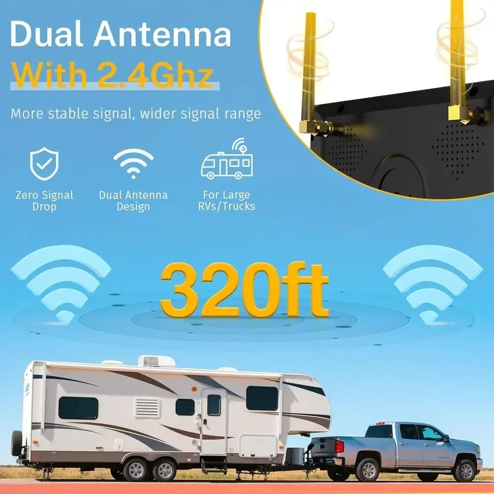 RV Backup Camera Wireless Easy Install: Plug & Play for Furrion Pre-Wired RVs - 7″ HD Touch Key Monitor, 1080P DVR, 4-Channel Sp view 5