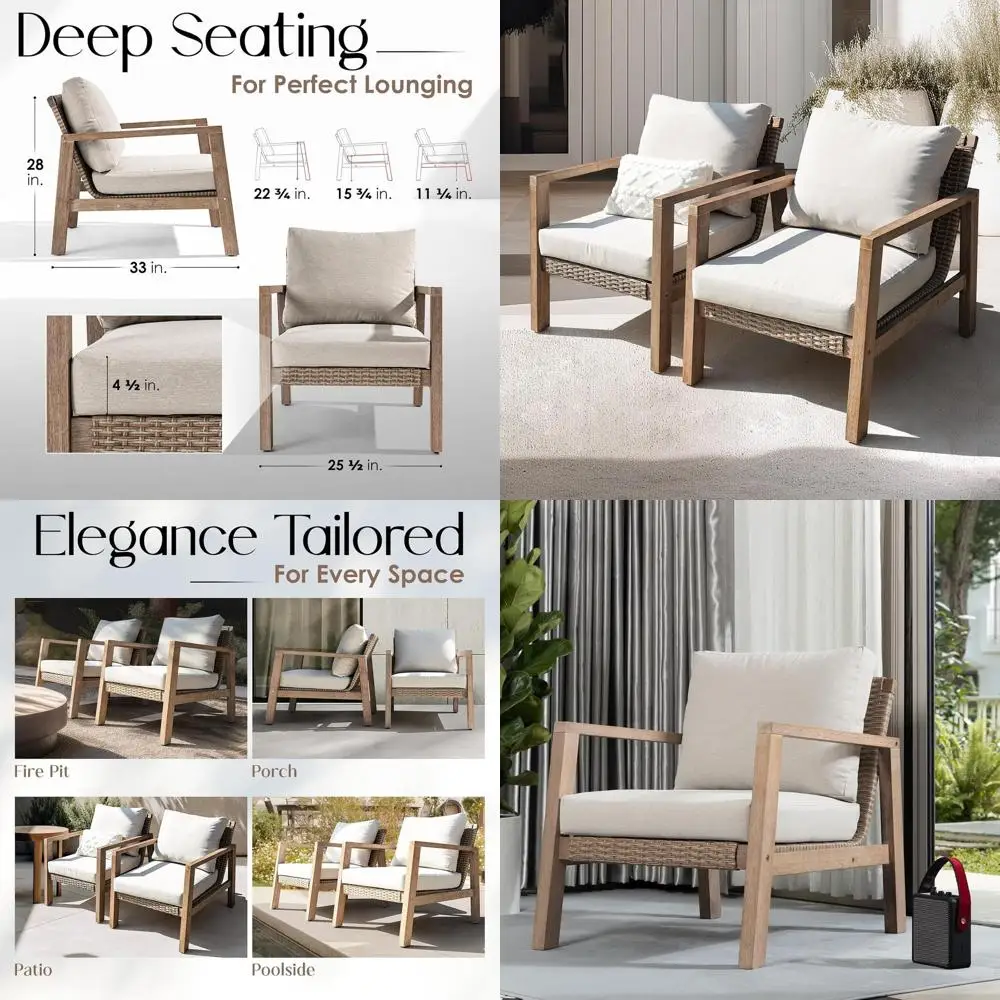 

Комплект уличных кресел Olr Premium Eucalyptus, 2 шт., для патио, выдерживают до 400 фунтов, с эргономичной наклонной спинкой, 4.5