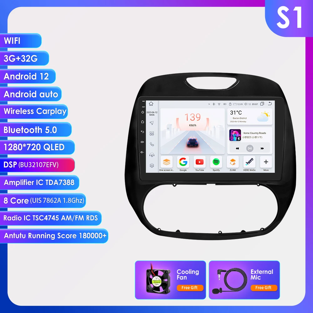 Hizpo 7862 autoradio voor Renault Kaptur Captur 2016 - 2019 draadloos Carplay intelligent systeem multimedia Android Auto 4G 2Din