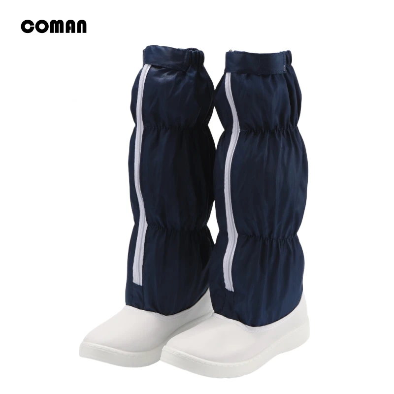 Easy to put on and take off PU soft soled comfortable anti slip anti-static high boots Food factories unisex white safety shoes