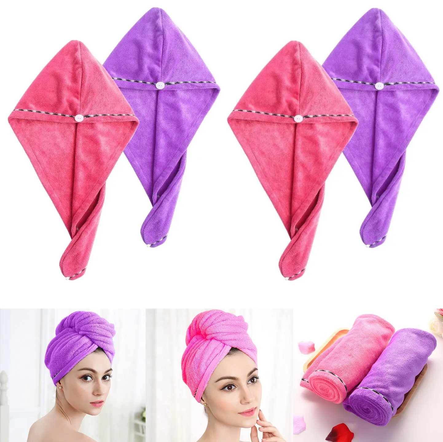 Drying Hair Towel after Shower Wrap Absorbent Childrens Absorbant Towel.