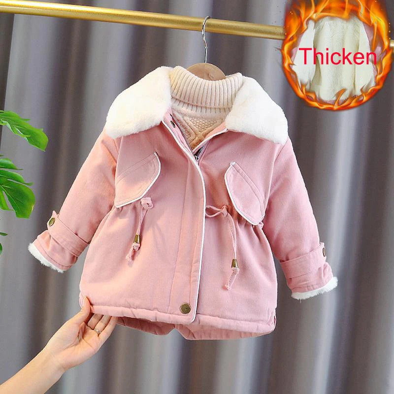 

Cold Winter Baby Girls Jackets for Infants Thick Coats Fashion Warm Kids Velvet Jacket Children Outerwear 0-4 Y Toddler Snowsuit