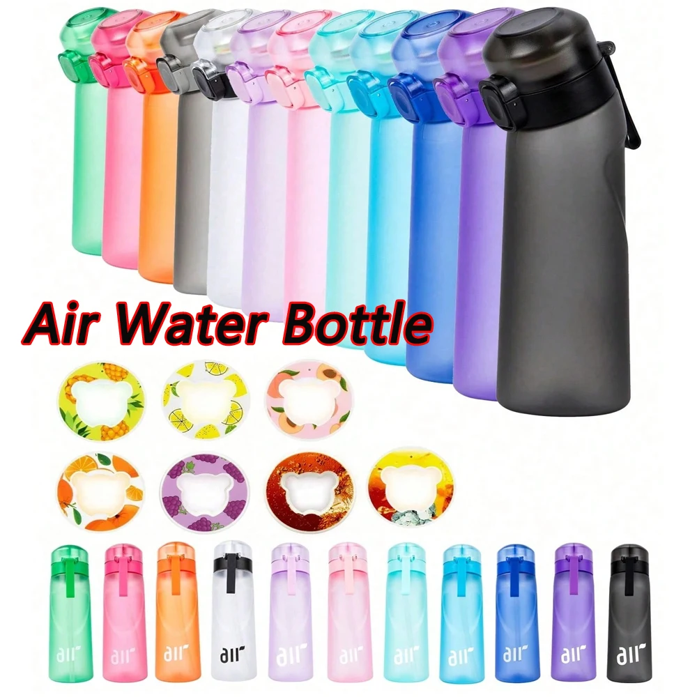 Bouteille d'eau aromatisée à l'air, avec 1 dosette à saveur aléatoire, bouteille d'eau parfumée pour sport, 0 saveurs de sucre, anneau, tasse d'eau extérieure, 1 pièce