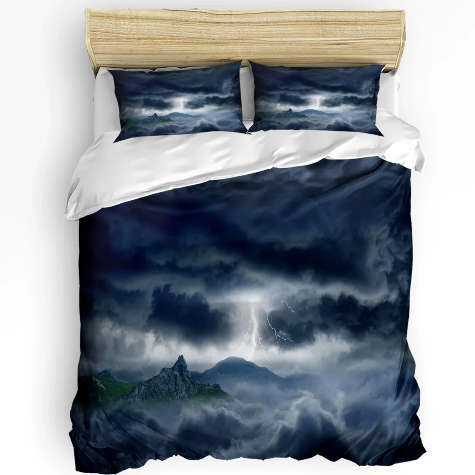 

Lightning Haze Mountain Atmosphere 3pcs Bedding Set For Bedroom Double Bed Home Textile Duvet Cover Quilt Cover Pillowcase