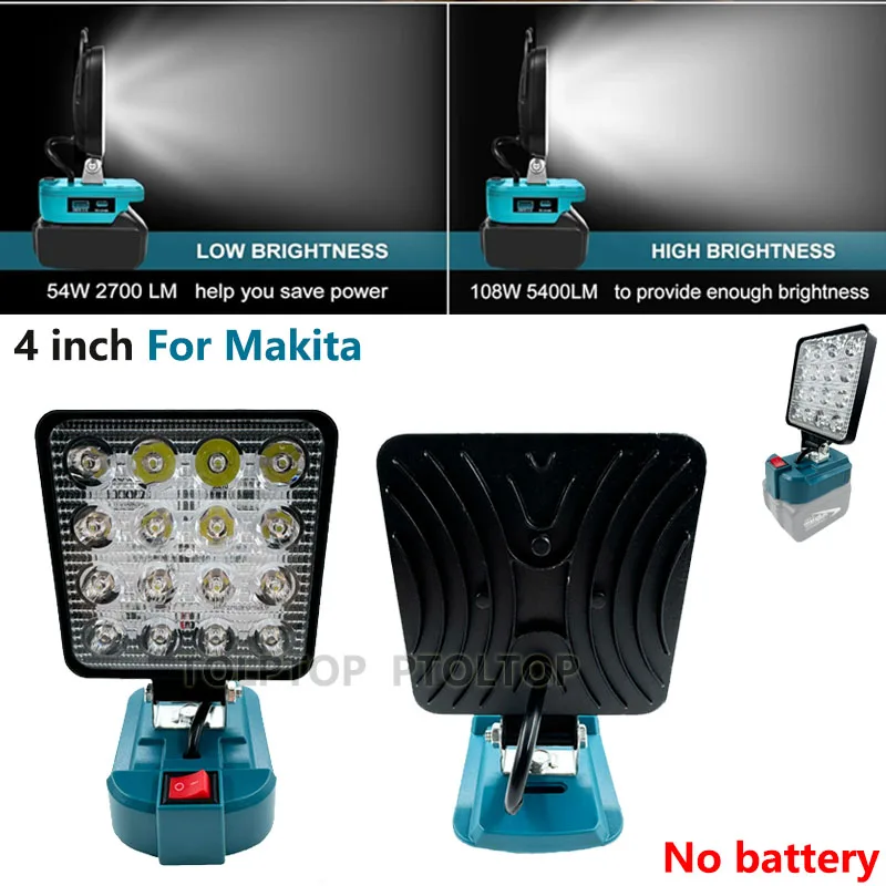 4 inch Portable Lantern Outdoor Flashlight For Makita 18V Li-ion Battery Cordless LED Work Light Camping Lamp Emergency Lighting