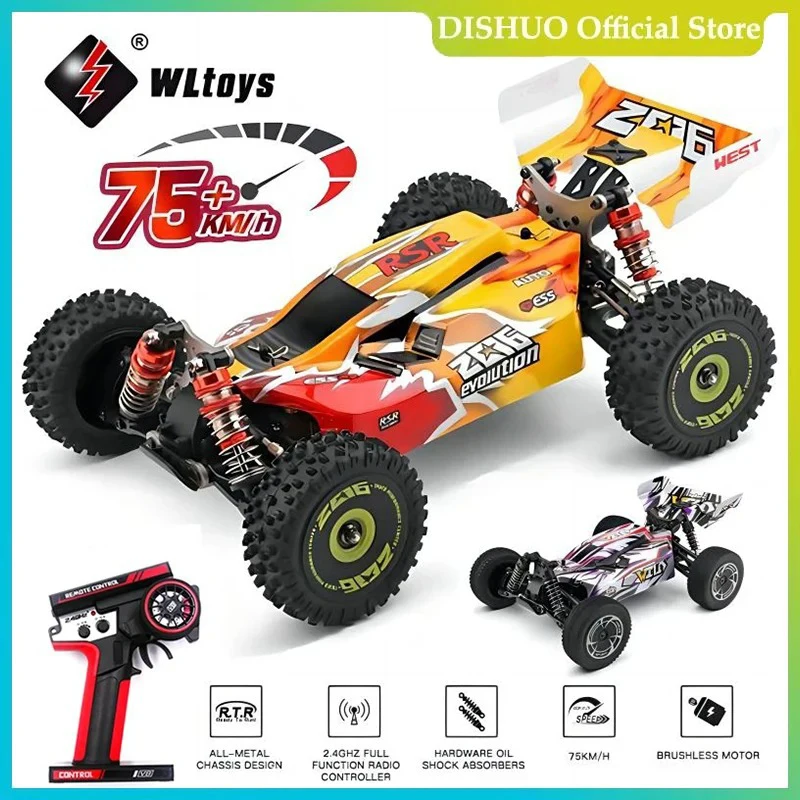 WLtoys 144010 144016 75 KM/H 2.4G RC카, 브러시리스 4WD 전기 고속 오프로드 리모컨 드리프트 장난감, 어린이 레이싱용 