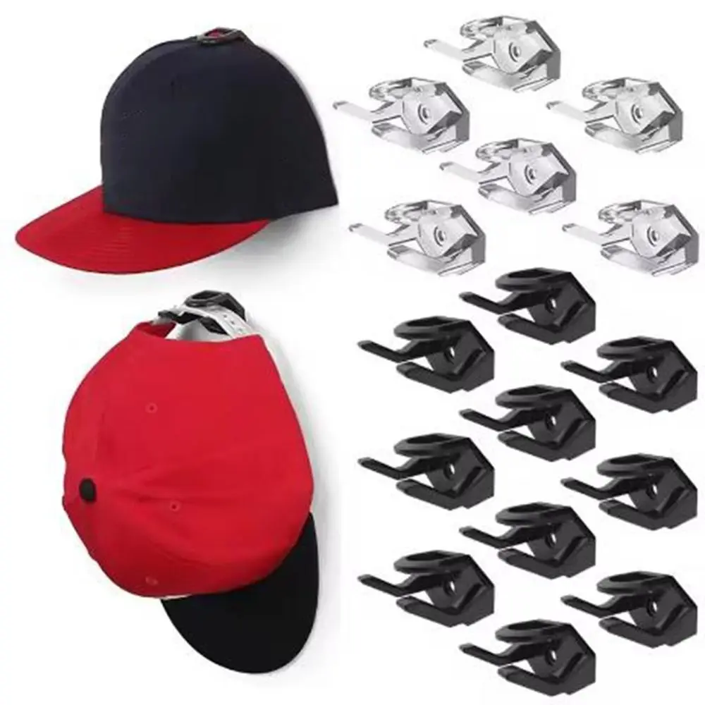 10Pcs Plastic Hat Display Hooks Self Adhesive Space Saving Baseball Cap Storage Rack Wall Mounted Baseball Caps Hangers Store
