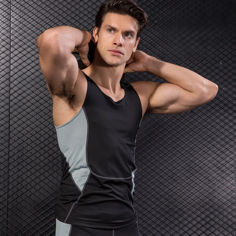 Fanceey Men's Compression Pro Vest Workout Gym Basketball Running Sleeveless Shirt Quick Dry Stretch Elastic Sportswear Tops