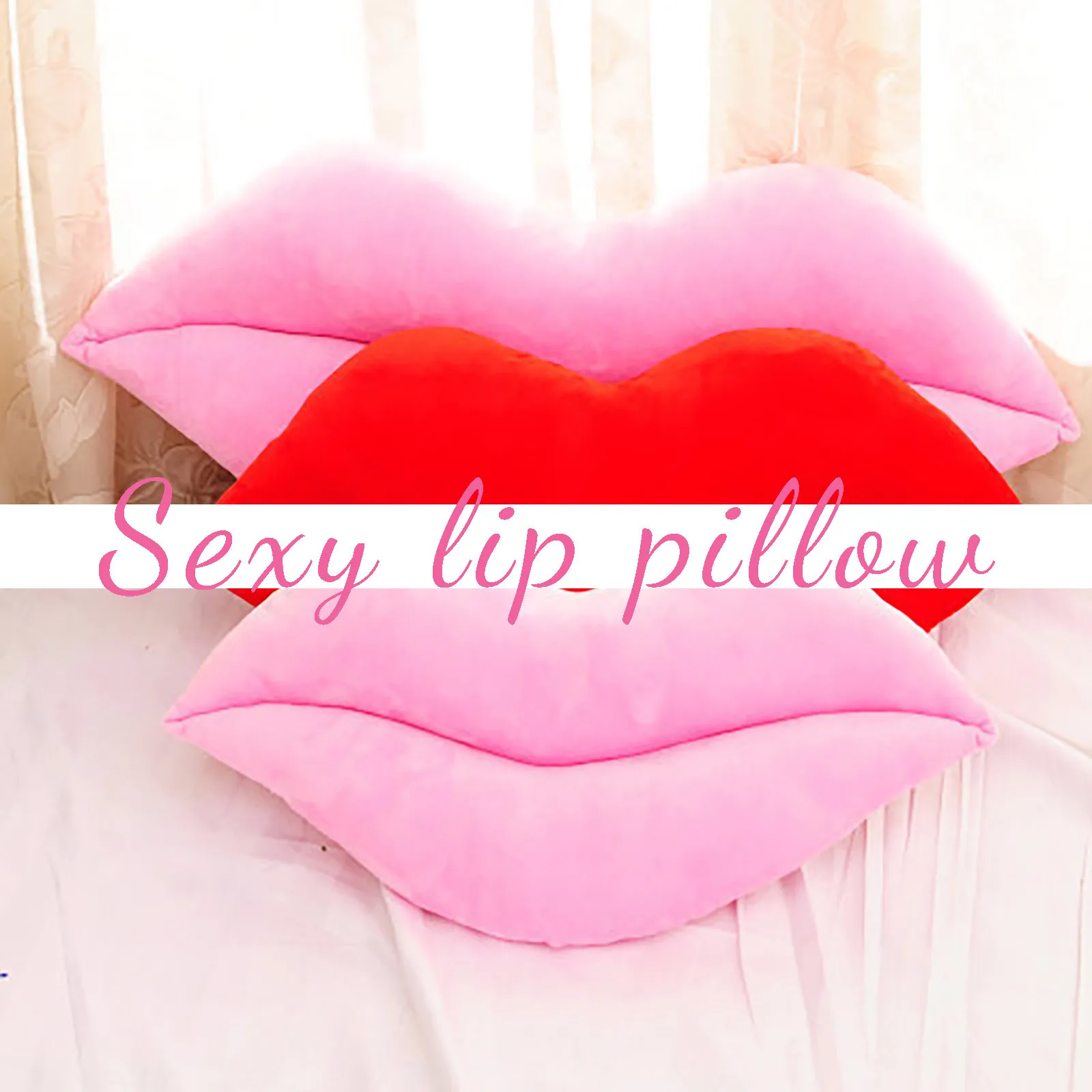 Coussin décoratif 30/50 cm pour la Saint-Valentin, en forme de lèvres sexy, en peluche, pour mariage, fête, décoration, en coton PP, pour cadeau de vacances