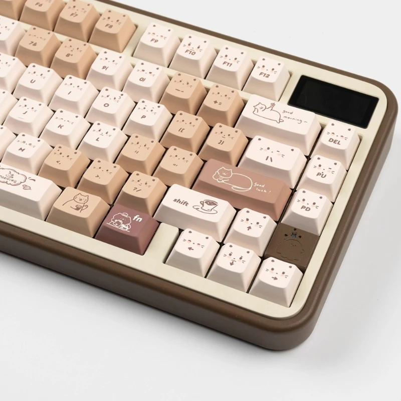 Leuke koffie kat thema Keycaps PBT + PC Keycap Cherry profiel aangepaste spel transparante KeyCap voor mechanisch toetsenbord accessoire cadeau