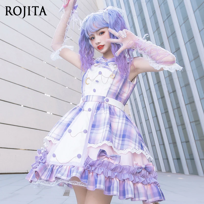 الأرجواني منقوشة فستان النجوم تألق الأرجواني ليتل المعبود المرحلة الزي الأصلي لوليتا فستان بلا أكمام + قبعة + قفازات