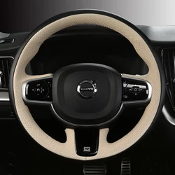 For Volvo XC60 Car Steering Wheel Cover XC40 XC90 Genuine Leather Hand-stit S60 S90 V60 V90 Braid Wire Auto Interior Accessories