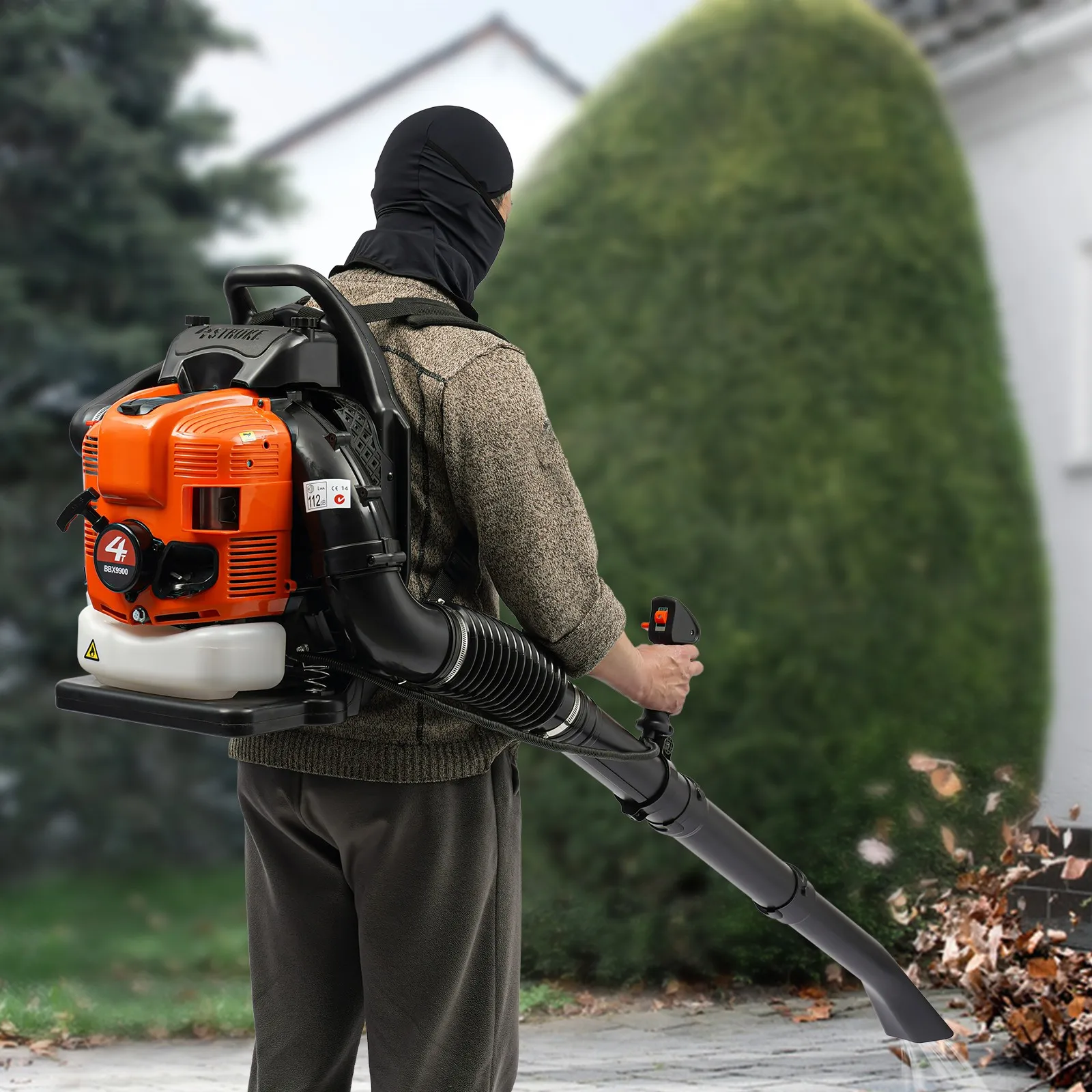 Soplador de Hojas Tipo Mochila para Limpieza de Residuos de Jardín, Motor de 4 Tiempos, Alto Volumen de Aire y Diseño Confortable