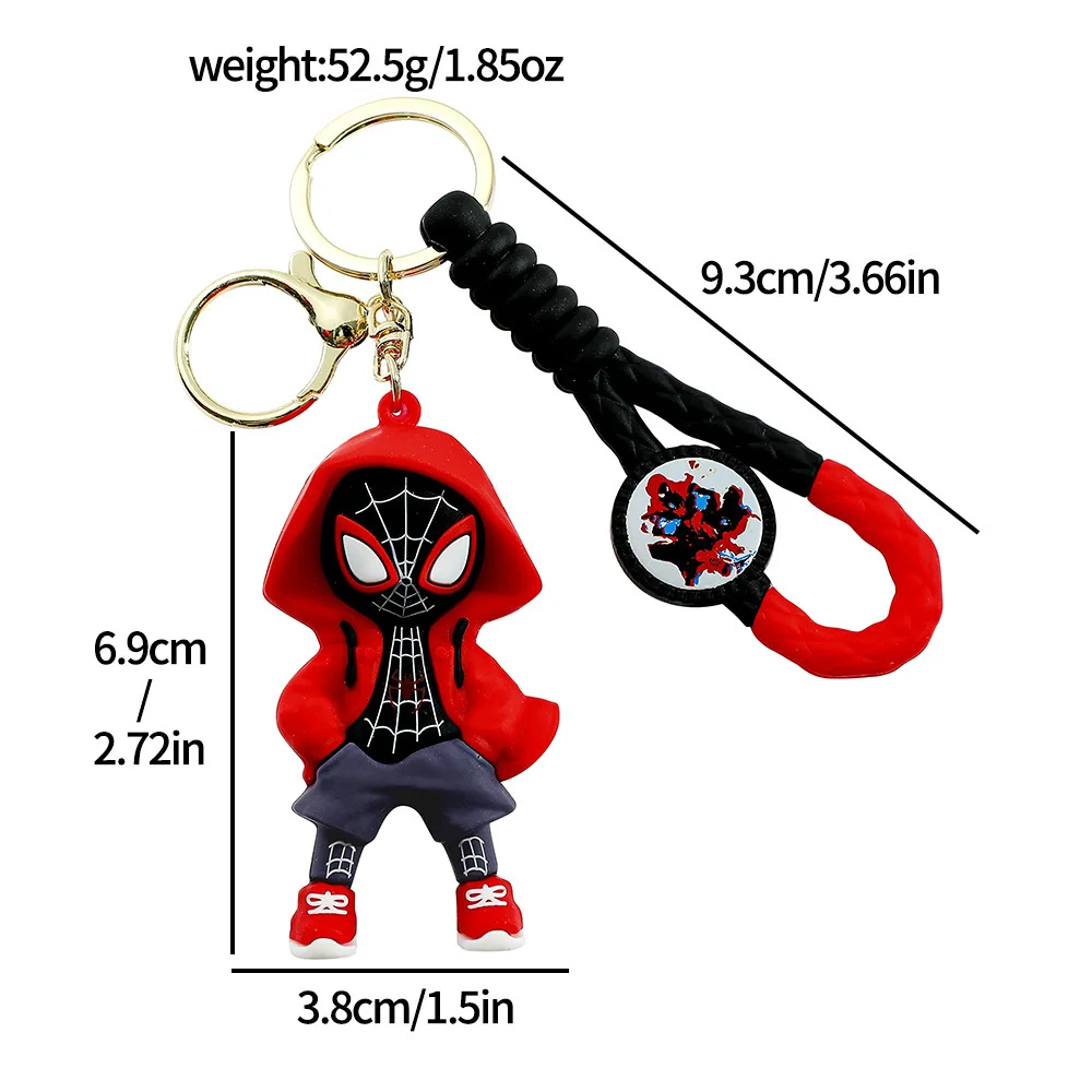 Disney Cartoon Spider-Man Hoodies Design Car Keychain Bag Charm Key Ring Car Keyring Decorative Motorcycle Keychain Accessories view 6