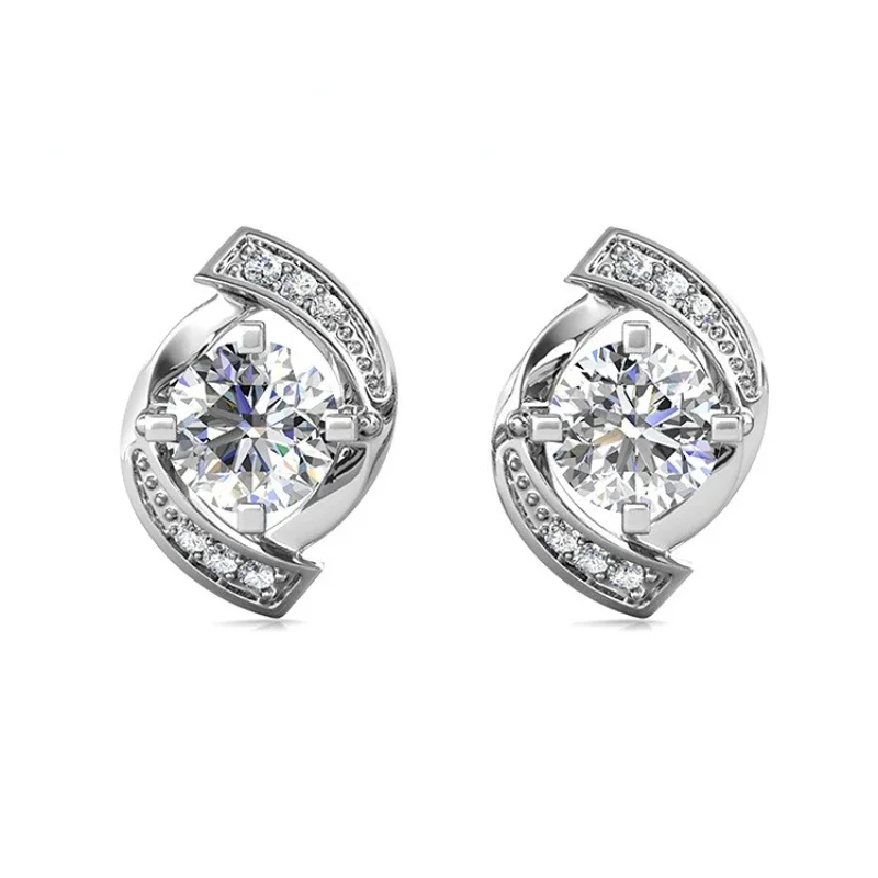 Round 1 Ct Moissanite Stud Earrings Women S925 Sterling Silver Trendy Wedding Earrings Fine Jewelry