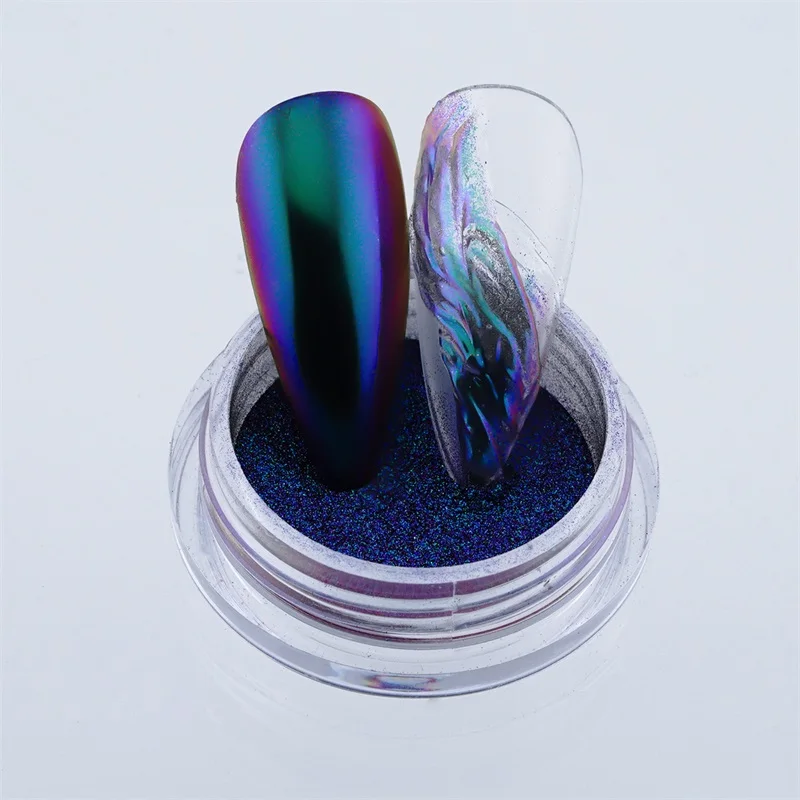 FSIXCL Nail Chrome Powder Chameleon Glitter Color Shift Effect for Manicure Decoration Metallic Mirror Iridescent Pigment Dust