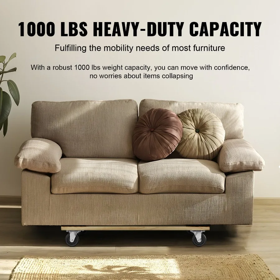 Podnośnik do mebli o udźwigu 450 kg, 45 x 76 cm, 4 x 7,6 cm, kółka obrotowe PP, wytrzymały podnośnik do przesuwania mebli z twardego drewna, podnośnik dla transportu mebli.