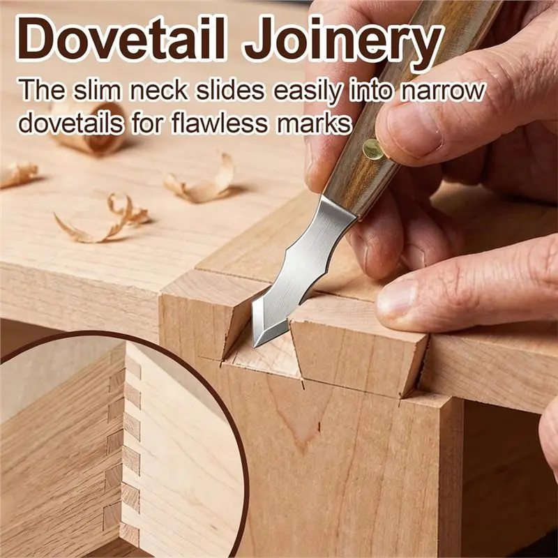 DTEN-For Woodworking Marking Knife Set, 2Pcs Bevel Scribe Tools With Stainless Steel Blades And Wood Handles