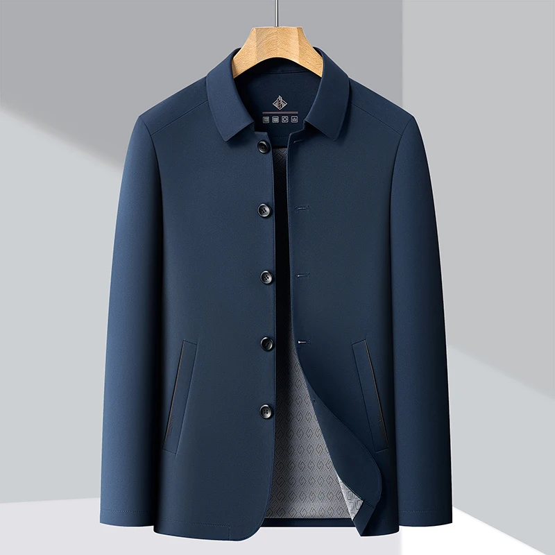 New Premium Men's Jacket Spring Autumn Middle-Aged Dad Business Casual Button Long Sleeve Coat Stylish Classic Collar