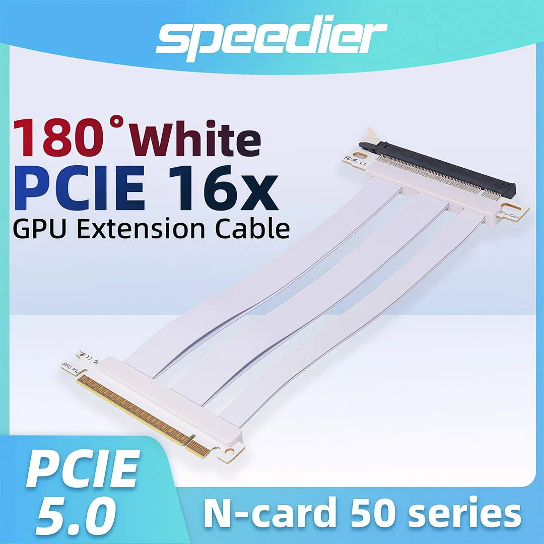 

PCIE 5.0 X16 Riser Cable 180 Degree Bend Adapter 16x Graphics Card Extension Supports N-card 50 Series for GPU AMD90 Series0.2m