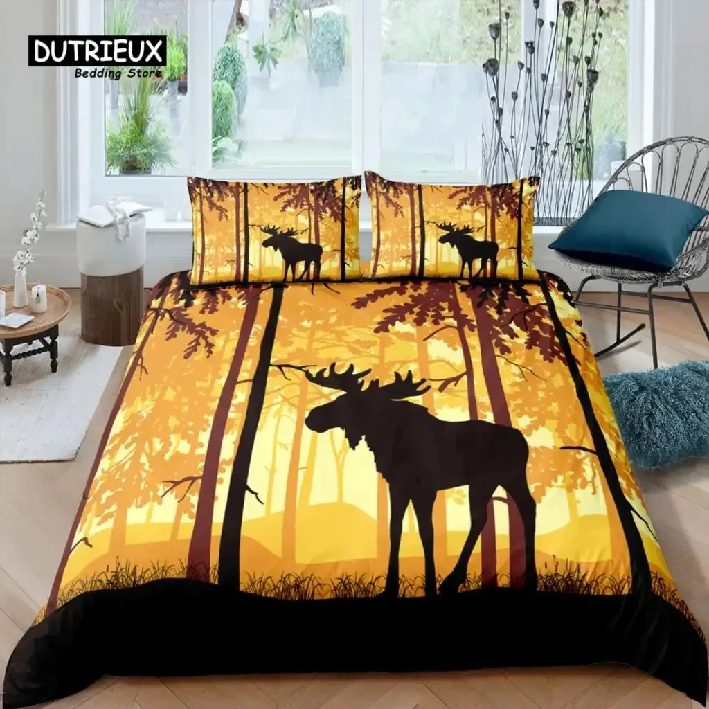 

Home Living Luxury 3D Elk Print Bedding Set Duvet Cover Pillowcase Kids Bedding Set Queen and King EUUSAUUK Size