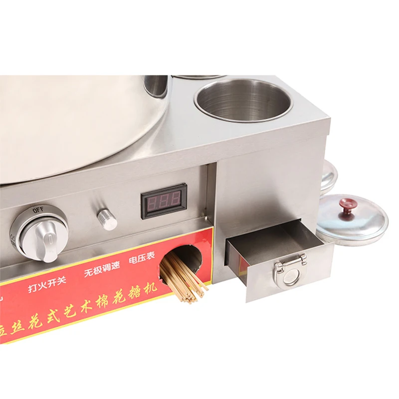 آلة حلوى القطن التجارية طاولة الغاز الكهربائية وعاء السكر رسم إنتاج فاخر كشك متنقل صغير