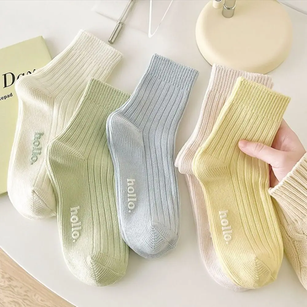10Pairs Fashion Candy Color Mid-calf Socks Breathable Female Hosiery Mid Tube Socks Simple Sweet Socks Women Girl