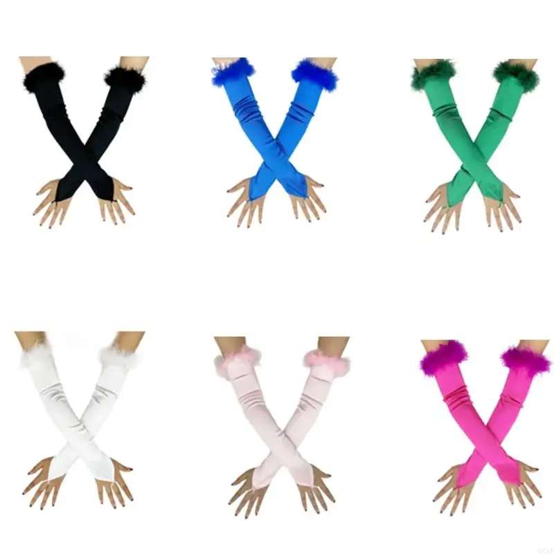 

Women's Satined Fingerless Gloves Arm Sleeves for 1920S Party and Special Occasion