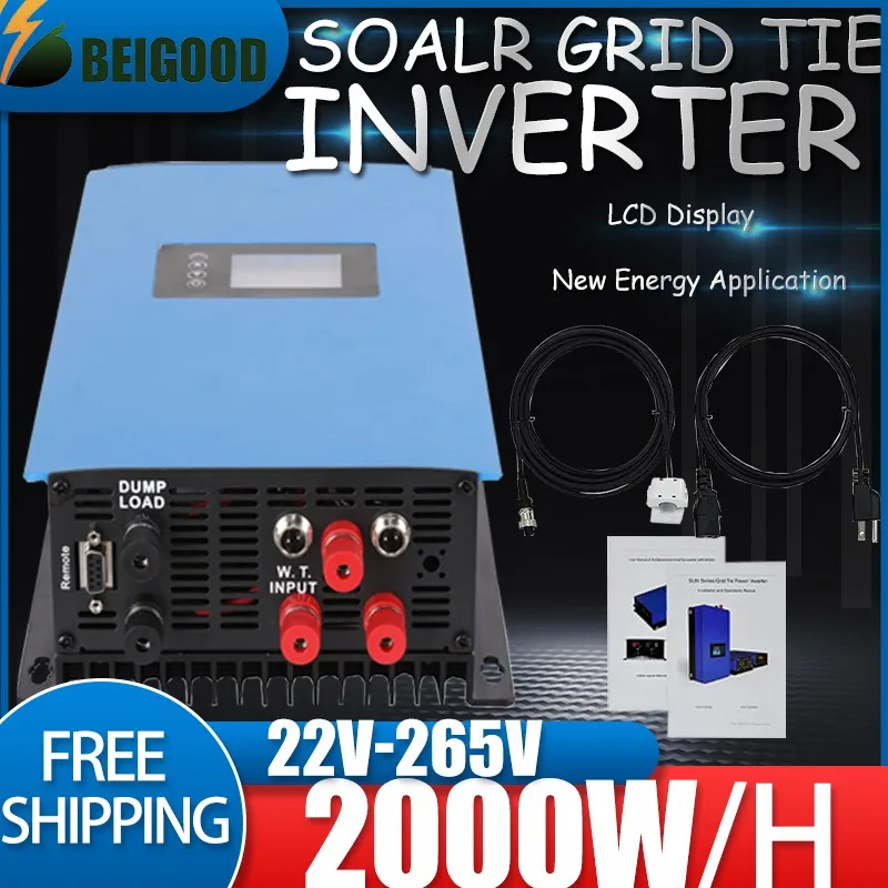 1000W 2000W Solar Power Grid Tie Inverter With 3M Limiter Sensor MPPT RS485 110V 220VAC For 24V 48V AC Wind Turbine Generator