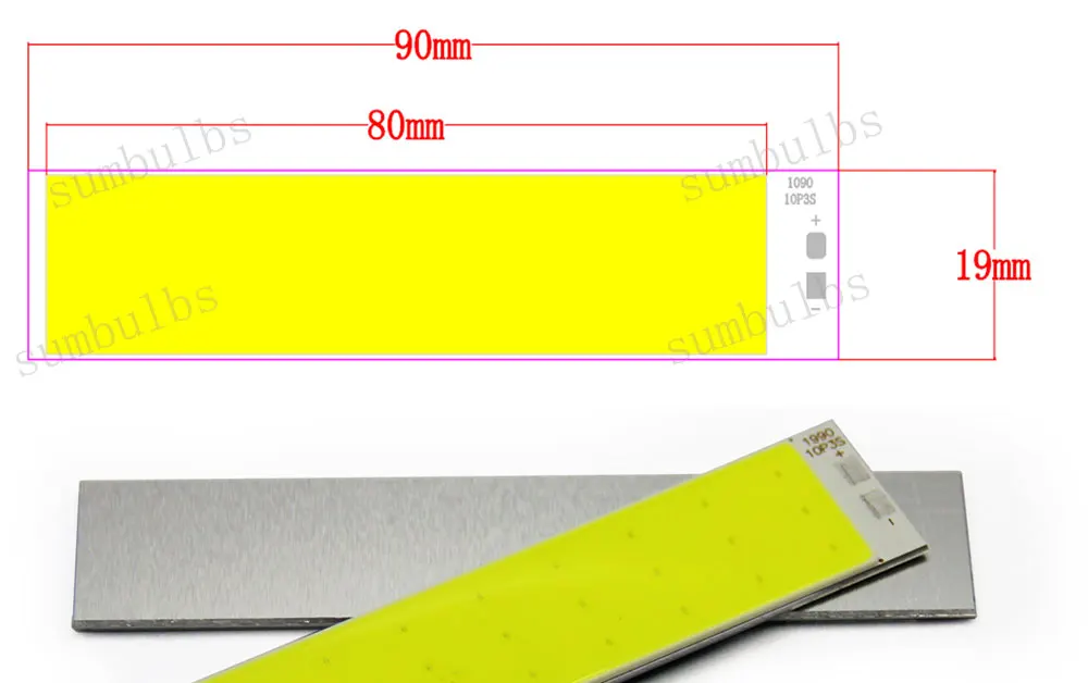 DC 9V COB LED-Streifenlichtquelle Aluminiumplatte Kaltweiß 6500K 90x19mm 5W 500mA LED-Lampenperlen für DIY Innen-/Außenbeleuchtung – Detail 1