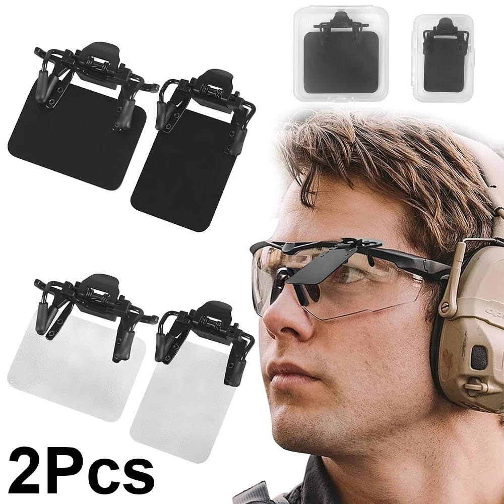 Image of 2 Stück Schießbrillen Blindern Standard Schießaugenklappen 180 ° Einstellbare Glasschilde Verschluss Clip Patch Bogenschießen Aids