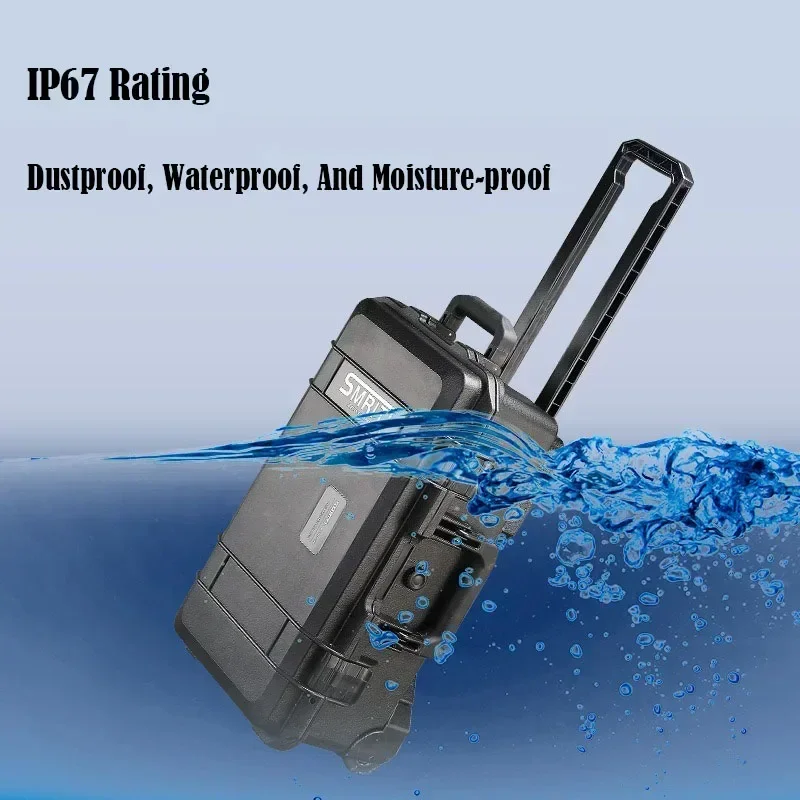 Portable Pull Rod Tool Case Large Waterproof Hard Plastic Tool Box Storage System Professional Hardware Tools Case Accessories