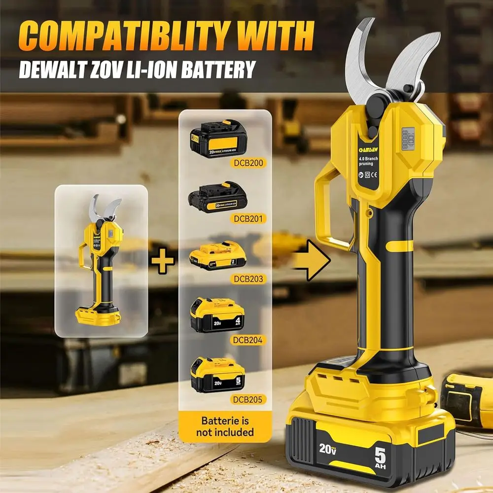 مقصات تشذيب القطب الكهربائية 2 في 1، توافق لاسلكي مع بطارية Dewalt 20V MAX، مقلم قطر القطع 1.6 بوصة، 14.8 قدم MA