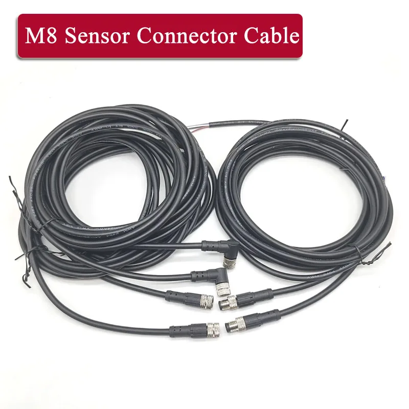 M8 Aviation Plug Wire 3 4 6 8 Pin Sensor Straight/elbow Head 2 Meter Connector m8 Injection Molding Male Female Waterproof Cable