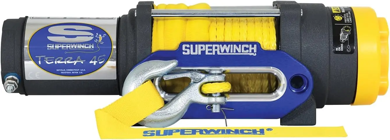 Superwinch 1145230 Terra 45 4500lbs/2046kg single line pull with hawse, handlebar mnt toggle, handheld remote,and synthetic rope