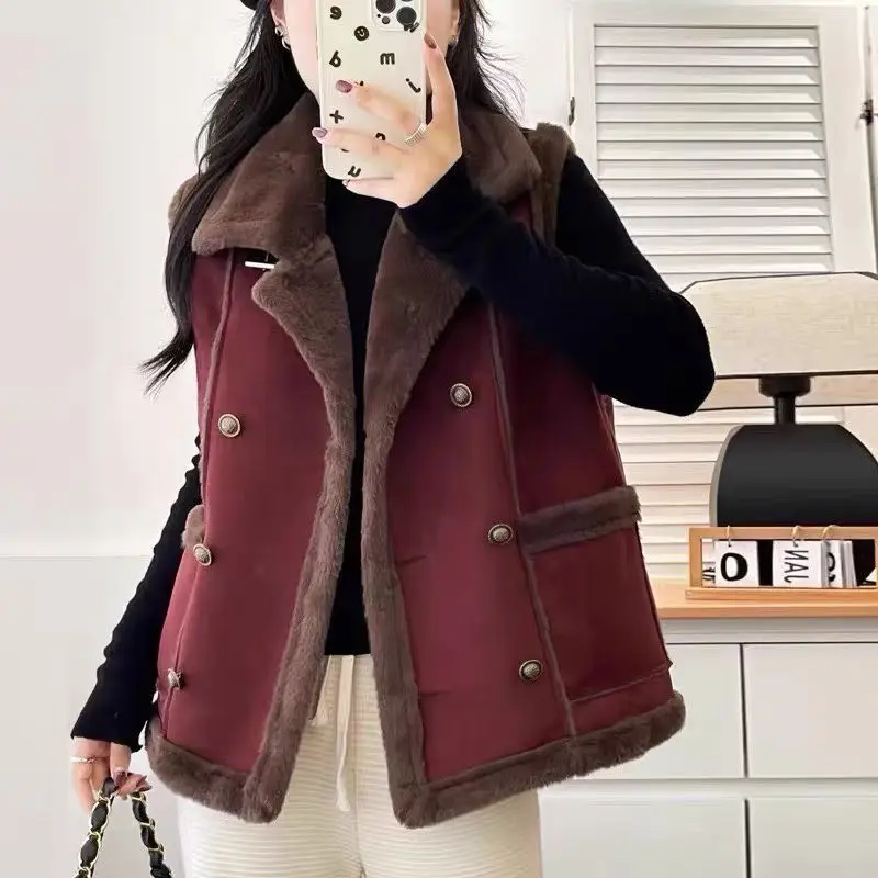 

Осень-зима, повседневный однотонный жилет без рукавов, женский короткий жилет с карманами, универсальные модные хлопковые жилеты, уличная одежда TS355