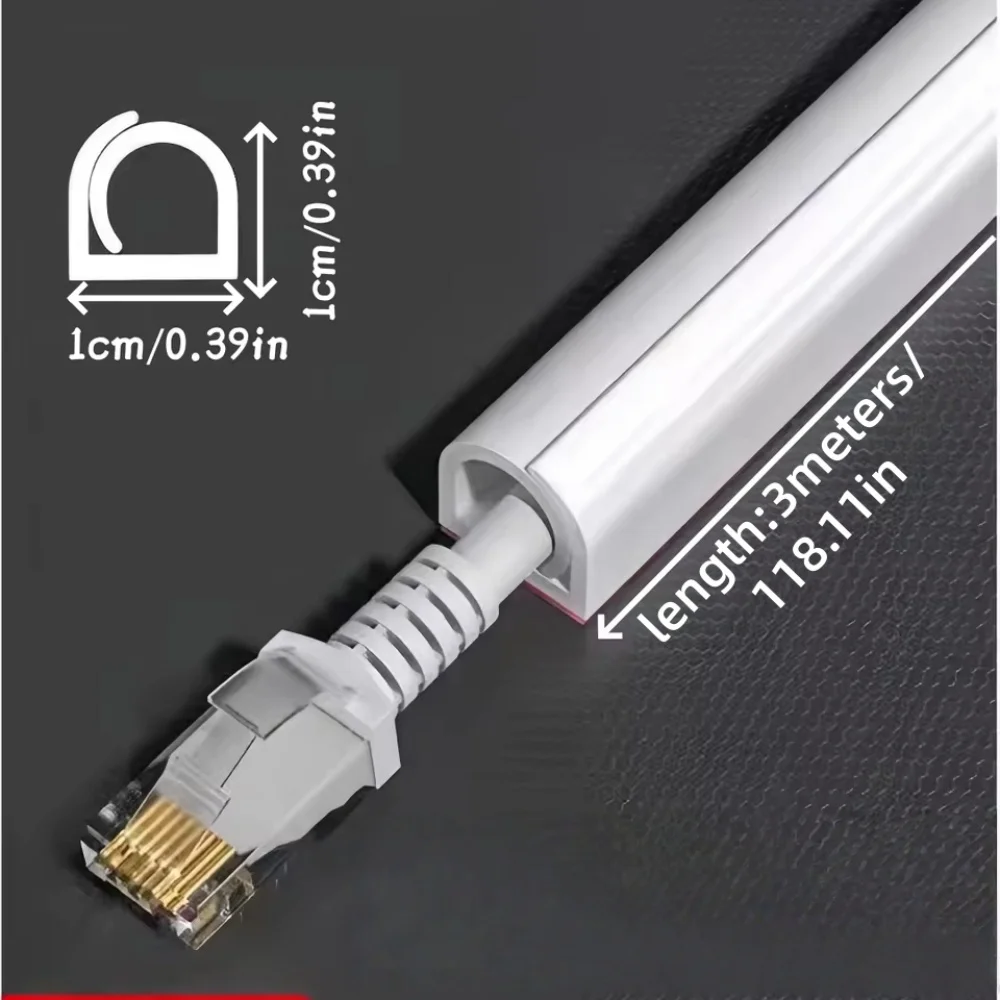 1PC Cord Management Channel Invisible Decorative Wire Cover Anti-step Protector Adhesive Soft Cable Raceway with Cap