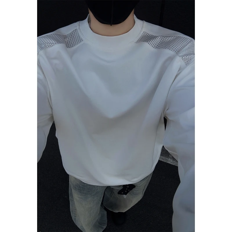 

M-XXXXXL Классическая футболка большого размера с круглым вырезом, однотонный базовый топ с длинными рукавами для мужчин, весенне-осенняя минималистичная мода 5XL 4XL