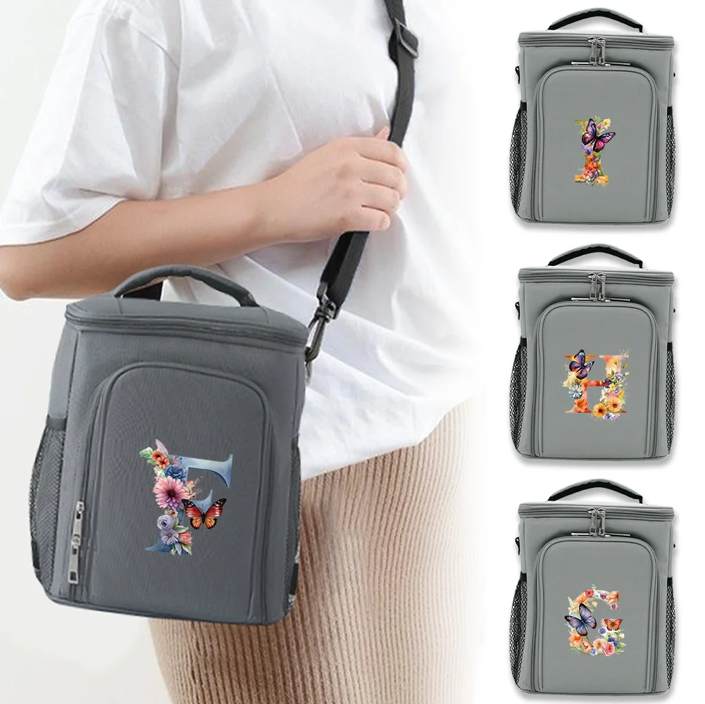 

Insulated Lunch Box Bags Fashion Shoulder Storage Bag Large Capacity Waterproof Organizer Boxes Butterfly Letter Printing