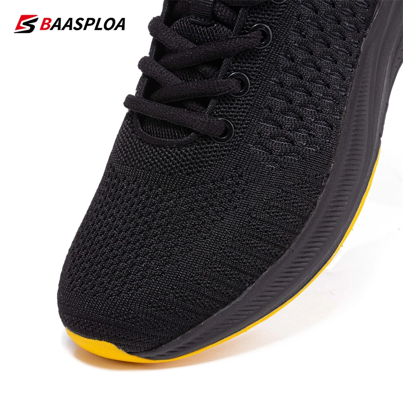 Baasploa Men\'s Running Shoes New Fashion Lightweight Mesh Breathable Walking Shoes Male Outdoor Casual Lace-Up Sports Shoes