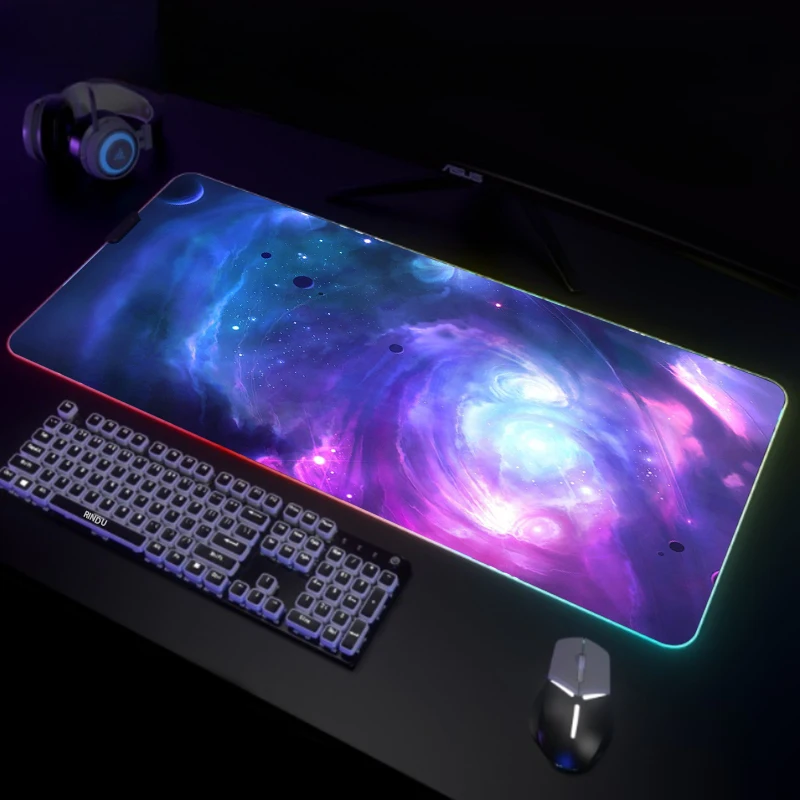 

Universe Backlight Gaming Mousepad Desk Pad RGB Gamer Mousepads Mouse Pad LED Non-Slip Rubber Mouse Mat Keyboard Mats