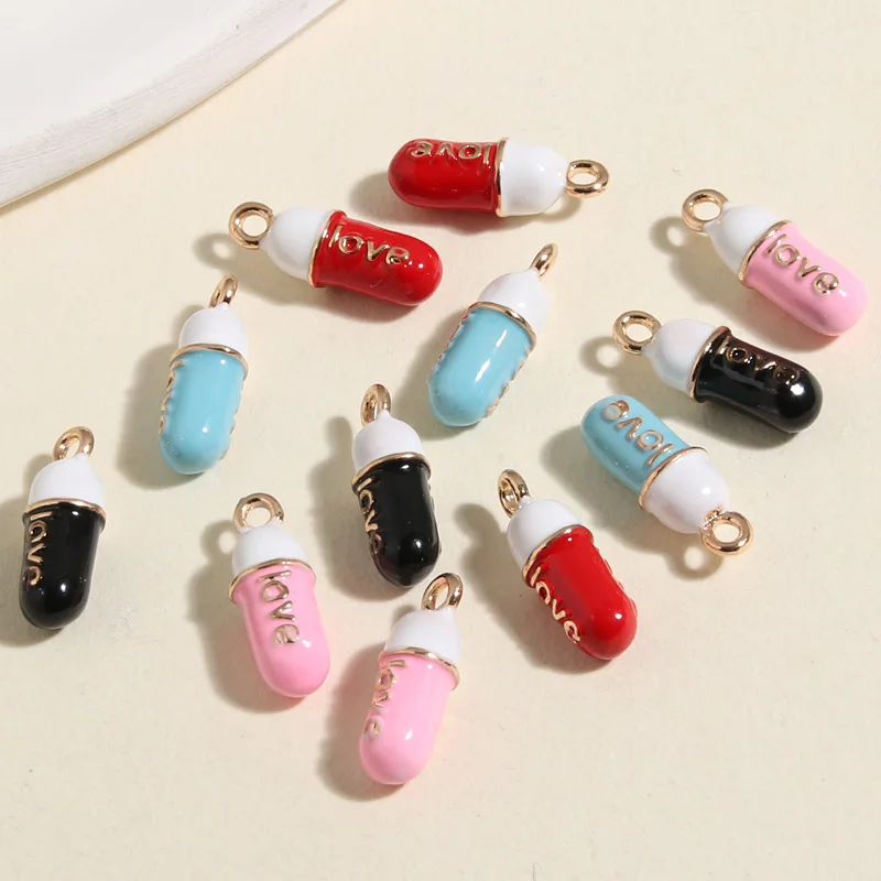 5pcs Gold Color Enamel Medical Pill Charms Medicine Pendant Fit Necklaces Earrings DIY Handmade Jewelry Making Finding Supplies