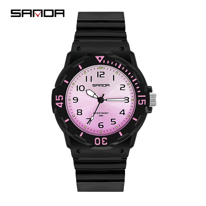 SANDA-Reloj de pulsera de cuarzo para Mujer, cronógrafo informal con manecillas luminosas, resistente al agua hasta 50M, 6011