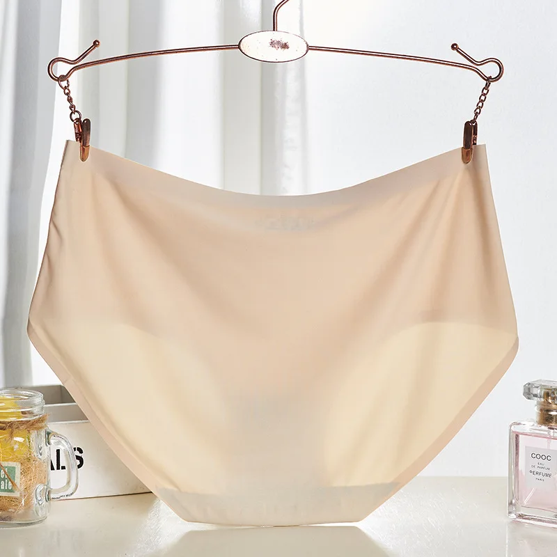 3pcs Sexy Women Panties Ice Silk Seamless Underwear Girl Lingerie Breathable Comfort Briefs Large Size Panties Women Underpant