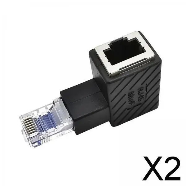 2xCat6 Ethernet Adapter 8P8C Male/Female 90 Degree for Switches Hubs Routers Up