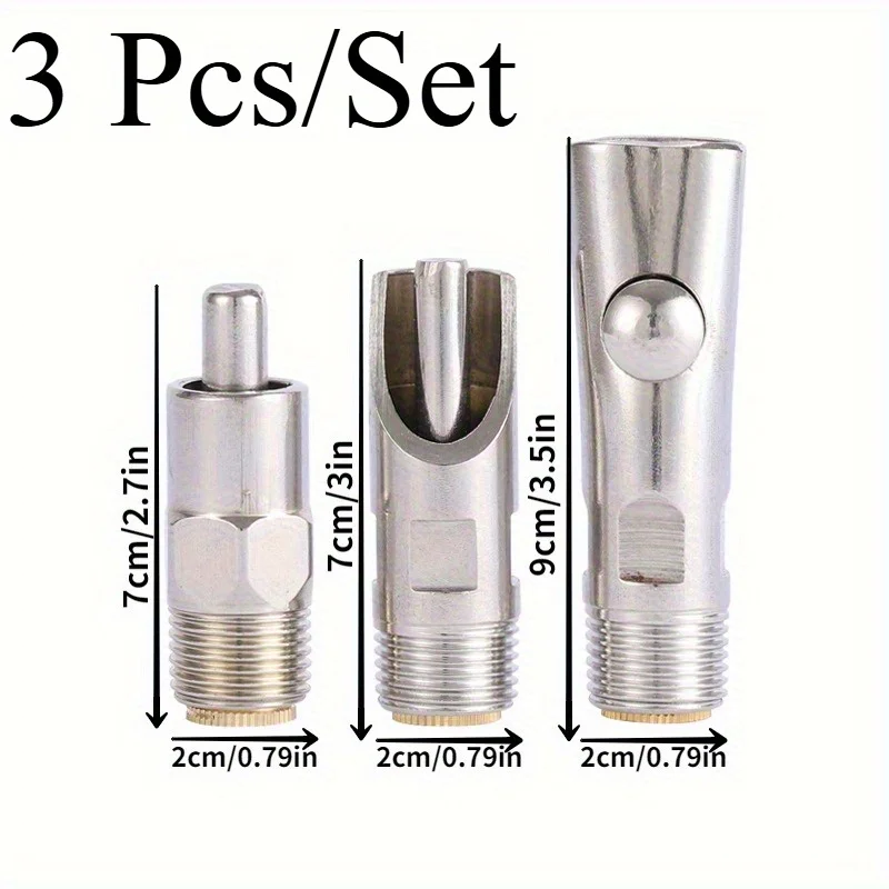 3 Pcs/Set Stainless Steel Farm Household Pet and Poultry Drinking Water Pinball Drinking Water Automatic Faucet