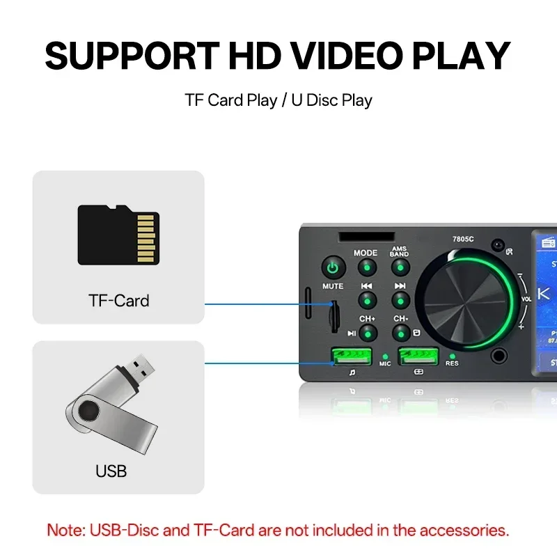 Hippcron 4,1" Autoradio 1din Multimedia MP5-Player Touchscreen Bluetooth Stereo FM-Empfänger USB TF Universelle Kameraunterstützung – Detail 4